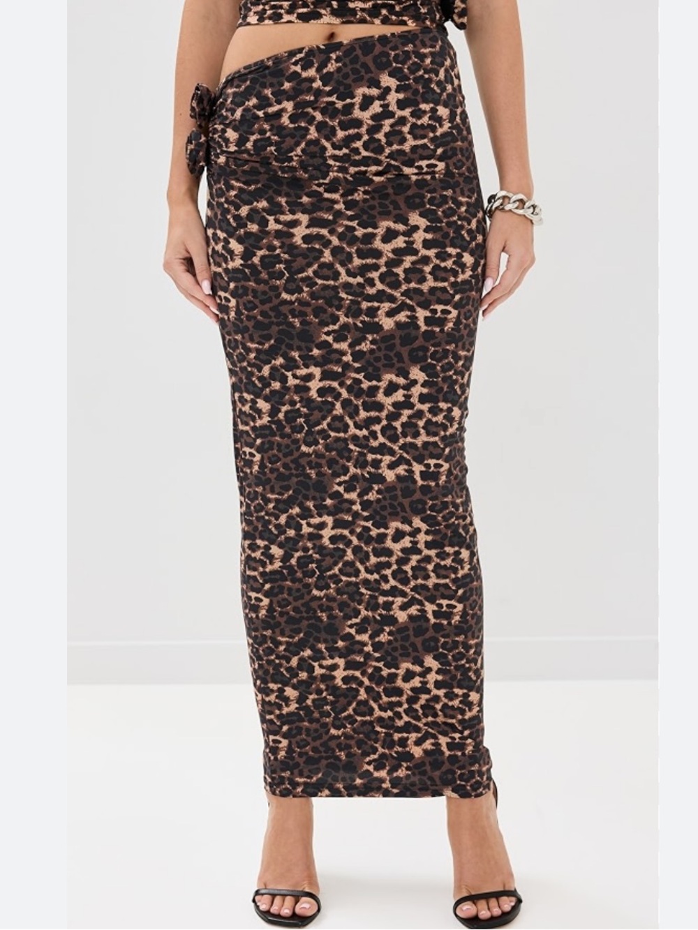 Lioness Leopard Print Maxi Skirt in Brown and Black